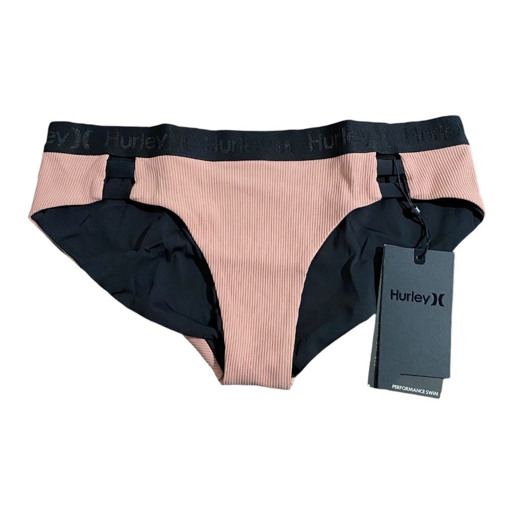 Hurley Women's Quick Dry Hipster Ribbed Boy Bikini Bottom Pink Size M